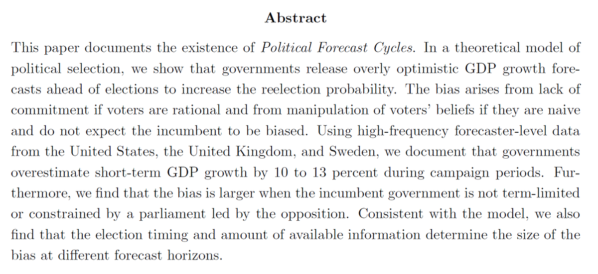 AndreReslow's tweet photo. Hey #EconTwitter 

🚨I’m on the #econjobmarket 🚨

My JMP “Electoral Cycles in Macroeconomic Forecasts” documents the existence of Political Forecast Cycles

(with @davidecipu) Link: https://t.co/P75RQKvSxC

Check out my CV and research here:
https://t.co/XOb7iqi62x

[1/13] https://t.co/FhwJW22bDS