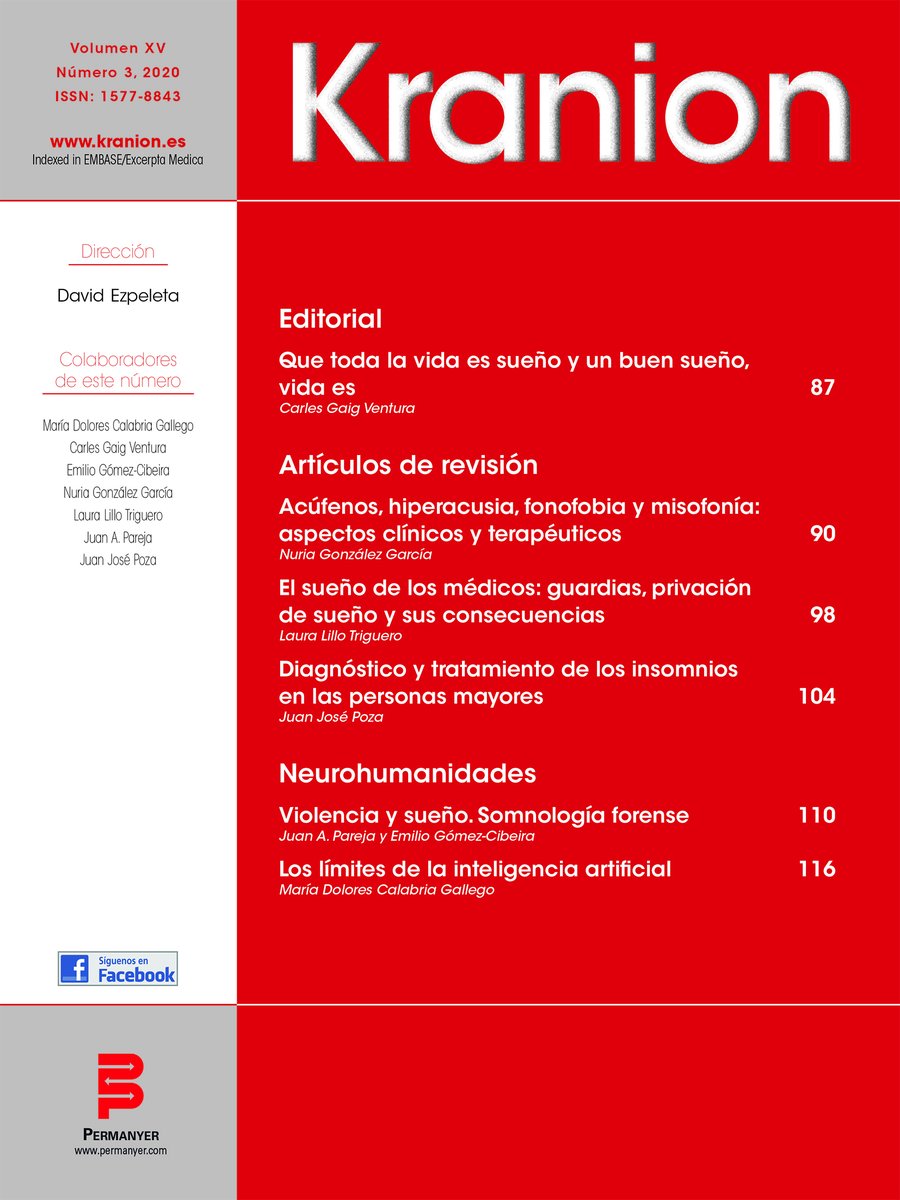 ➡️ Nos complace anunciar la publicación del número 3-2020 de KRANION, dedicado al sueño de los médicos y al sueño de las personas mayores, ahí es nada 😴💤🛏️

➡️ Podéis acceder al número completo aquí 👇
kranion.es/flipbook/15/3/…