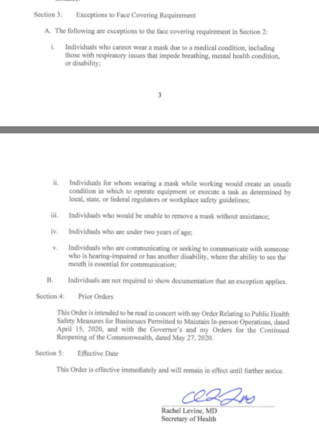 BobGreenburg's tweet image. BREAKING:
Per yesterday’s UPDATED Universal mask order from Secretary Levine everyone, including all athletes and sports activities,indoors or outdoors, MUST wear a face covering when competing. (unless they fall under Section 3 exception)