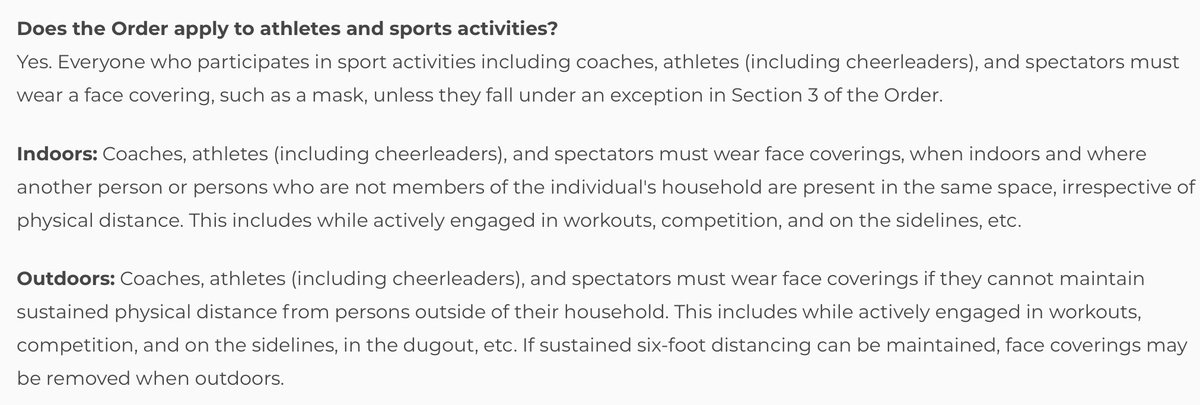BobGreenburg's tweet image. BREAKING:
Per yesterday’s UPDATED Universal mask order from Secretary Levine everyone, including all athletes and sports activities,indoors or outdoors, MUST wear a face covering when competing. (unless they fall under Section 3 exception)