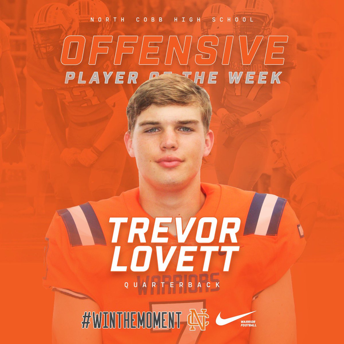 Co-Offensive Player of the Week, Senior Trevor Lovett. Trevor had 6 catches for 55 yds and 5 of the 6 resulted in first downs. Trevor has an incredible sense of route adjustments to get open and save plays. Trevor also just committed to <a href="/GHCBaseball/">GHC Baseball</a> to play baseball in college.