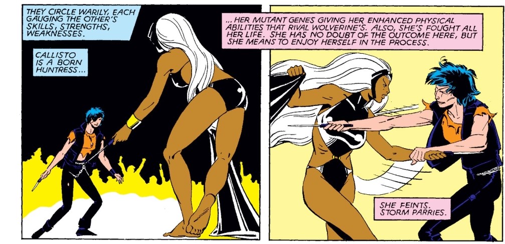 And that’s kind of the point. Through this, the reader is made to identify with Callisto, in learning that Storm’s entire strategy hinged on her opponent assuming she was too decent to use lethal force. Like Callisto (and Kurt for that matter) we underestimated Ororo. 4/8