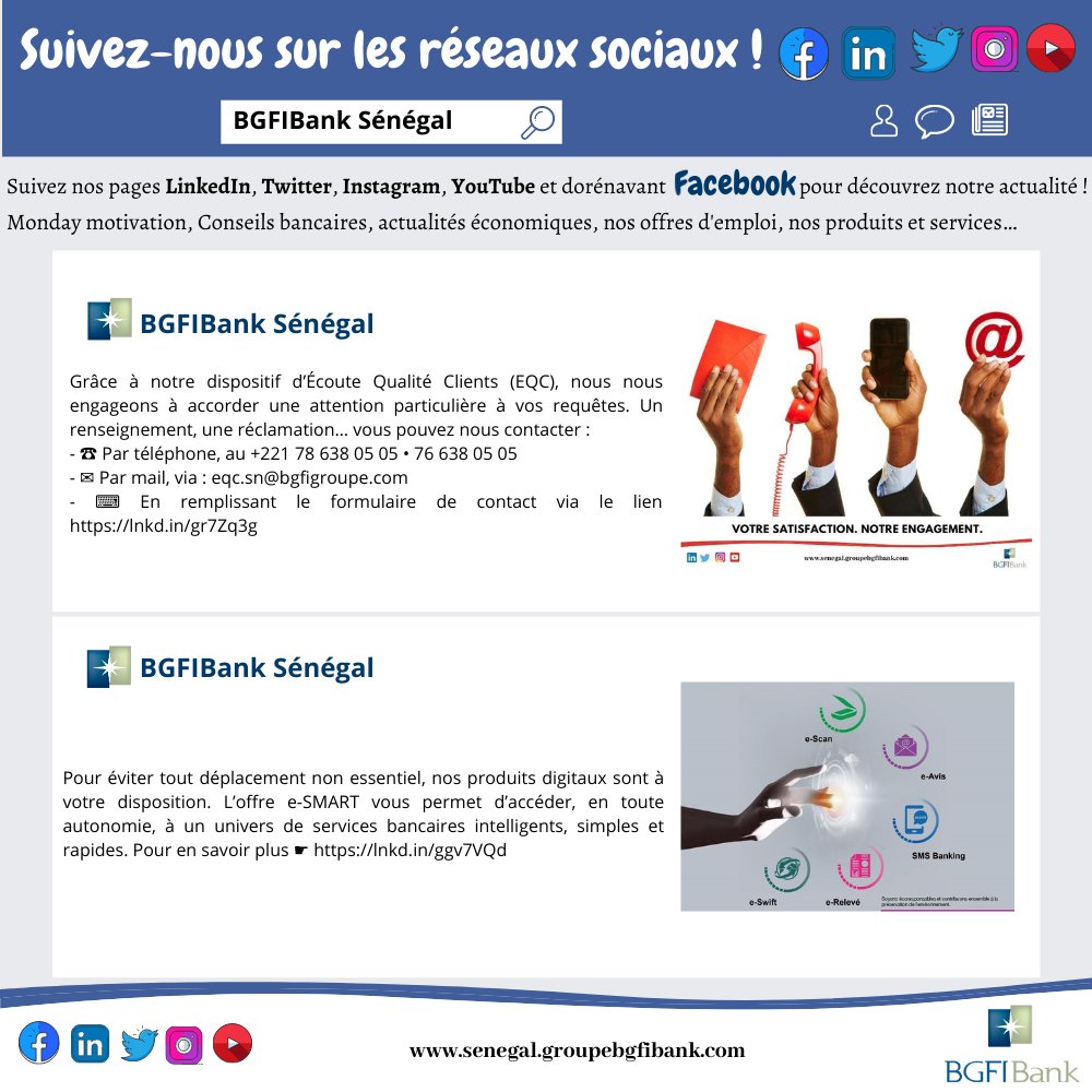 Suivez-nous sur les réseaux sociaux !
Retrouvez-nous sur :
• Facebook : lnkd.in/drhX6JF
• Linkedin : lnkd.in/dWWy99e
• Instagram : lnkd.in/dRyKJNv
• Youtube : lnkd.in/dBne9C9
#BGFIBank_SN #money #finance #tips #investing