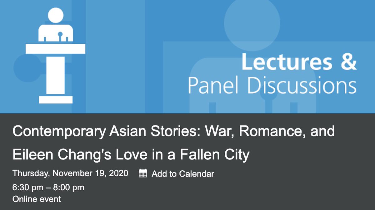 UBCAsianStudies's tweet photo. #UBCASIA Professor Renren Yang, our Assistant Professor of Modern Chinese Popular Culture, is giving a presentation at VPL on Eileen Chang. one of the most highly acclaimed writers of the twentieth century, on Thursday, November 19.
Access the event at: https://t.co/eDkjDFWEDw https://t.co/n0evClOuxi