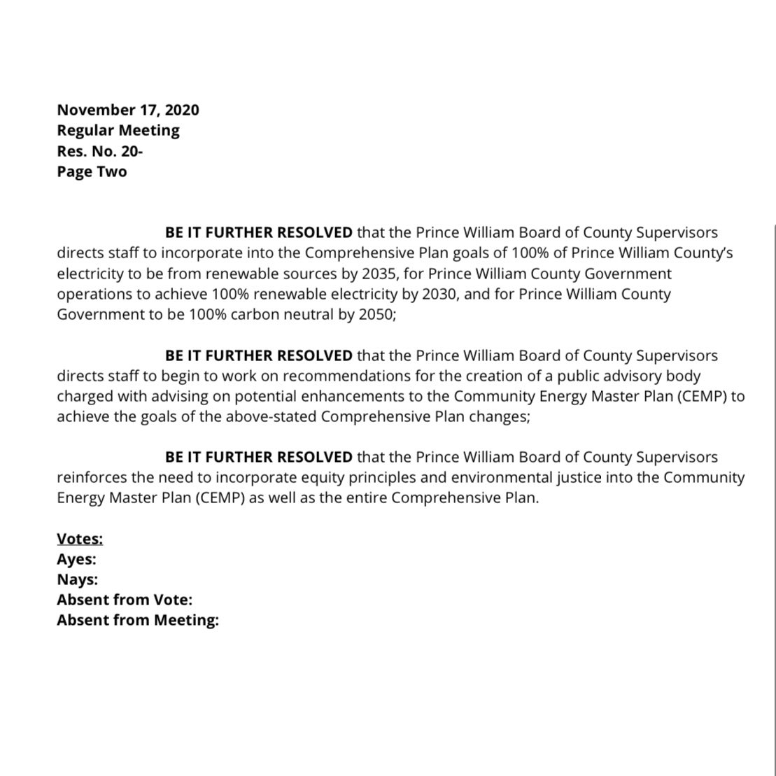 Here is the resolution that passed last night: