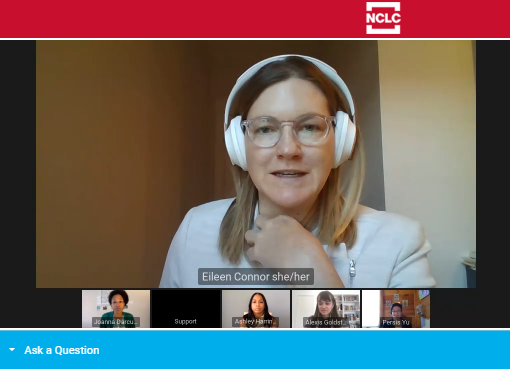 NCLC4consumers's tweet photo. .@ei_conn @EdDebtJustice, @alexisgoldstein @RealBankReform, & @ACHesquire @CRLONLINE provide a lively overview of the federal policy landscape for student loan borrowers & the practice of #studentloan law given the election results. #ProtectBorrowers #DefendStudents #VirtualCRLC https://t.co/P3VL7WOkGe