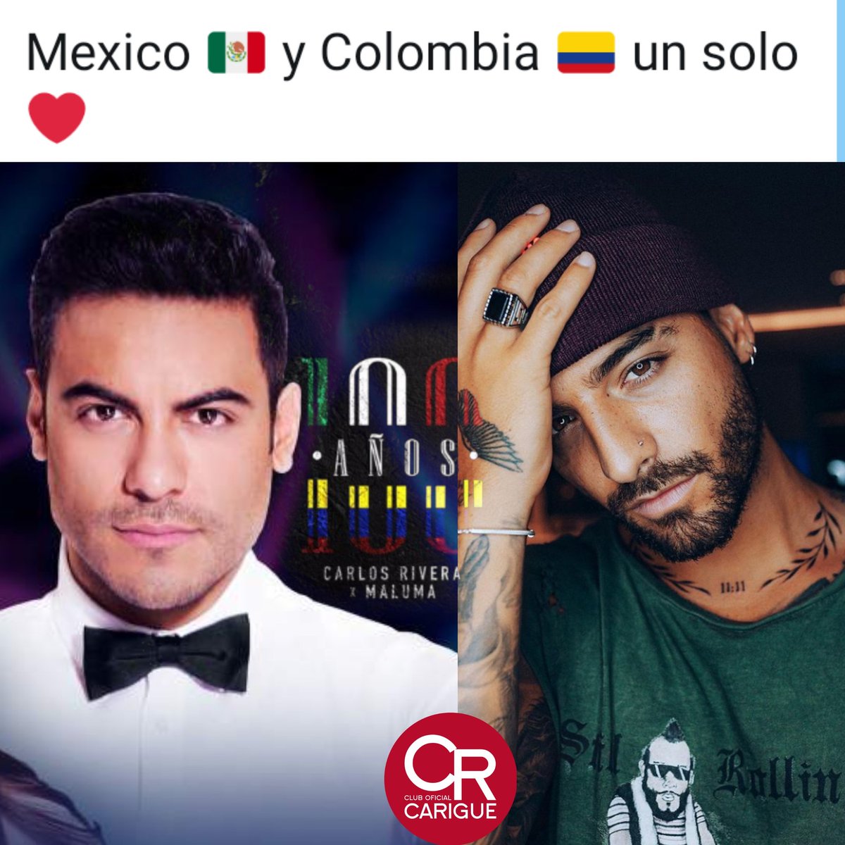 club_carigue's tweet photo. Pre-Guarda #100Años @maluma ✖️ @_CarlosRivera En cualquier Plataforma Digital. 

https://t.co/soHeuh06uD https://t.co/OqZroPtZr2