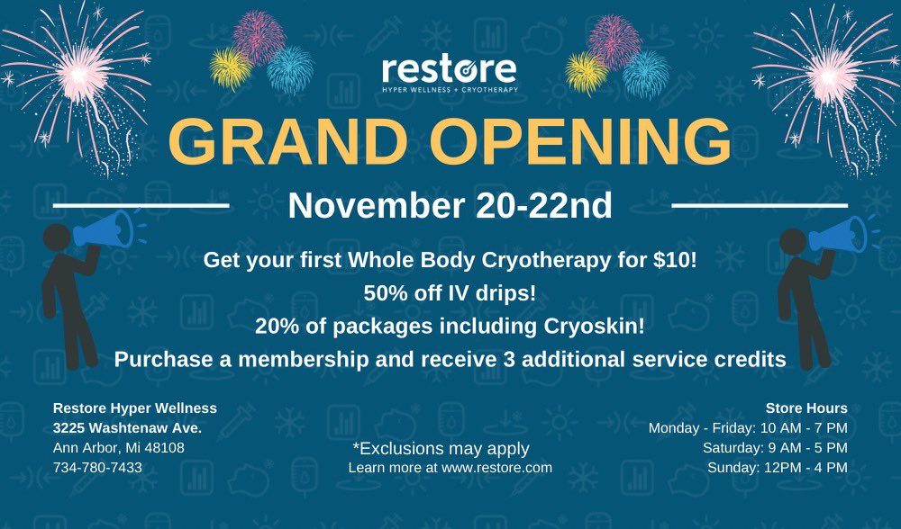 For an opportunity to win one (or multiple) of our giveaways, do one of the following:
1. Purchase a single session/package
2. Current members- use one or more of your credits
3. Bring a friend (and even they can enter to win with a purchase)

Give us a call for more information!
