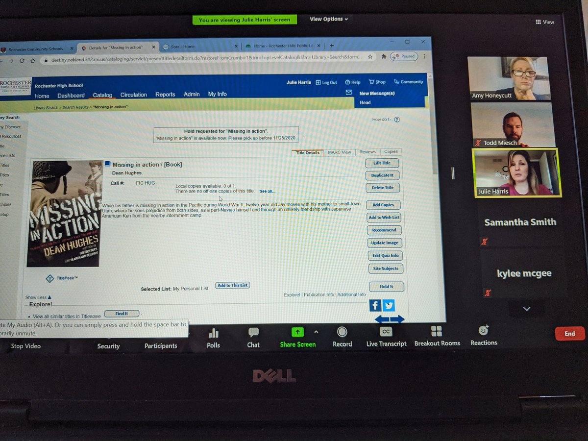 MieschTodd's tweet image. The wonderful and talented @JulieHarris180  popped into my language arts classes today, to inform students about how to obtain books and videos (virtually) from the @RHSFalcons library and the @RHPLibrary 
#GreatResource #JulieIsAwesome