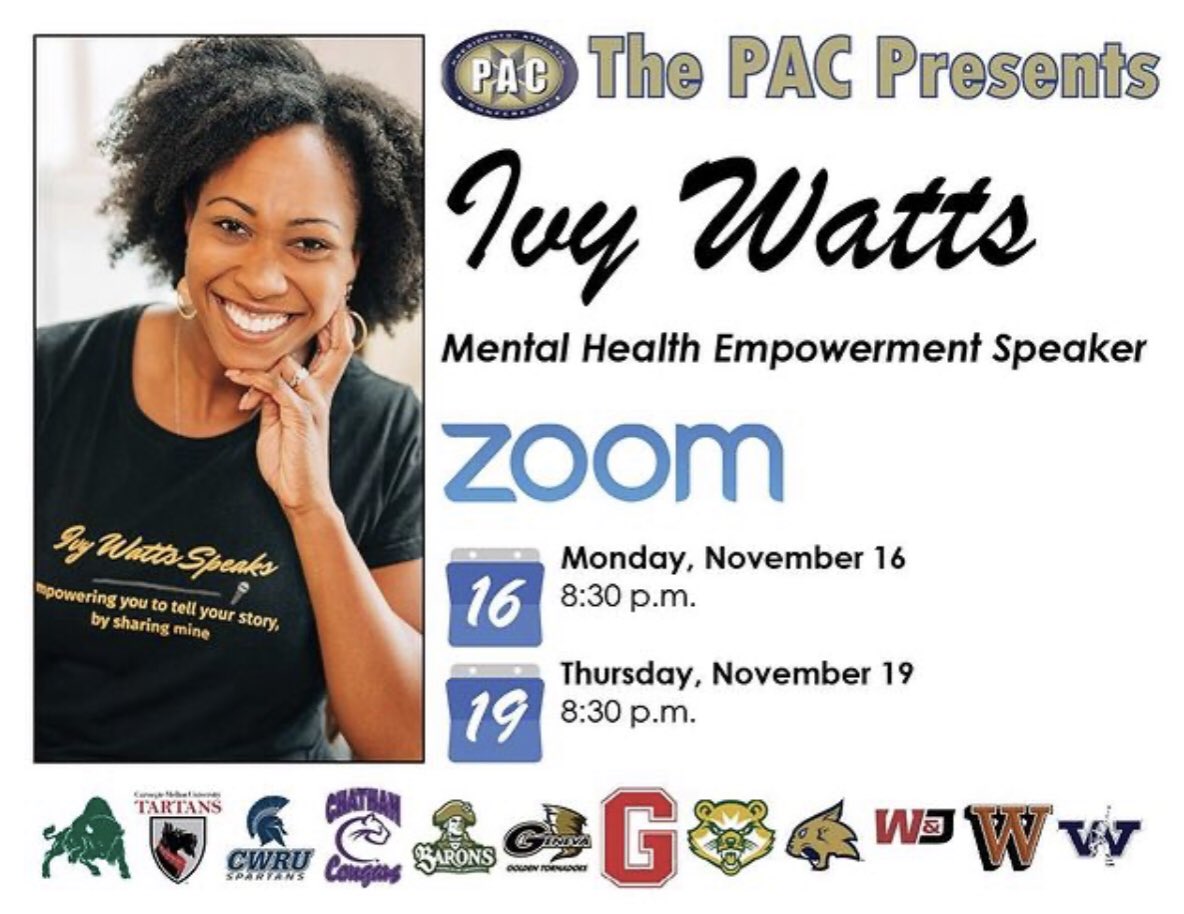 WaynesburgSAAC's tweet photo. You are invited to attend Thursday nights (11/19) virtual guest speaker, @beautifullysimplyyou as we discuss the importance of Mental Health Empowerment! Event starts at 8:30p.m. 

Sign up here: https://t.co/QtEDc3lWXM!

#GoJackets 🐝 https://t.co/w7Q17aPd5h