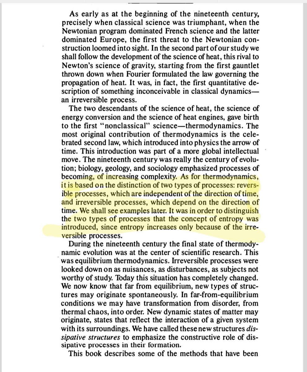 3/ I am re-reading the incredible “ORDER out of CHAOS”—Ilya Prigogine who articulated beautifully how we get structured macro state (~whirlpool)EMERGING from non-equilibrium state (~water down a drain)Here’s a copy (and a few of my highlights)... …https://deterritorialinvestigations.files.wordpress.com/2015/03/ilya_prigogine_isabelle_stengers_alvin_tofflerbookfi-org.pdf