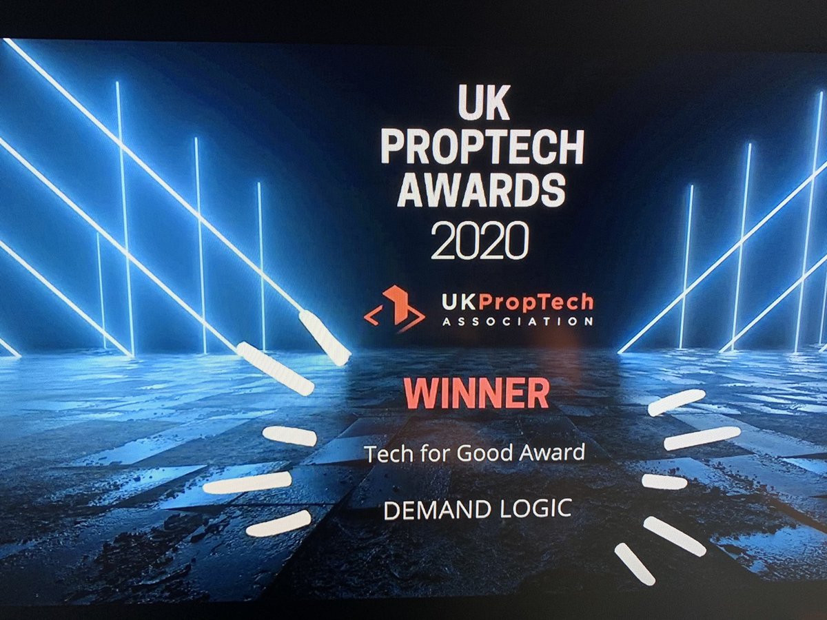 DemandLogicUK's tweet photo. Delighted to have won the Tech for Good Award at the #UKPAAwards2020 thanks to @UKProptech https://t.co/NLzOgtWltF