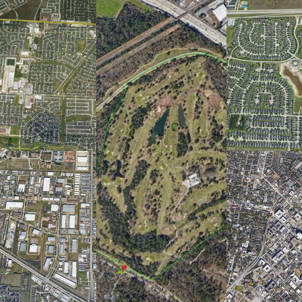 Something I noticed while on planes: when it comes to golf courses, landscape context matters. GC's are often connected to urban/suburban landscapes. This is why they have ecological value: they preserve green space amongst development.