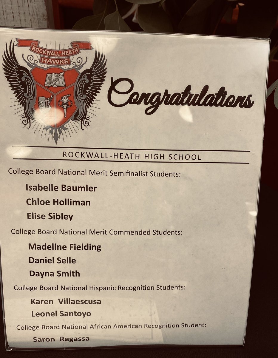 A morning full of pride for this IB Coordinator! Recognition by the College Board for 5 of our IB students for their places in the National Merit Scholars program. #RHHSIB