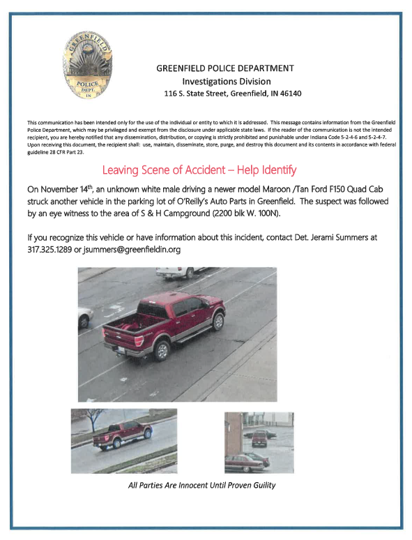 GreenfieldIN_PD's tweet image. Do you know who I am?  If so, contact Det. Summers at @GreenfieldIN_PD  #helpidentify