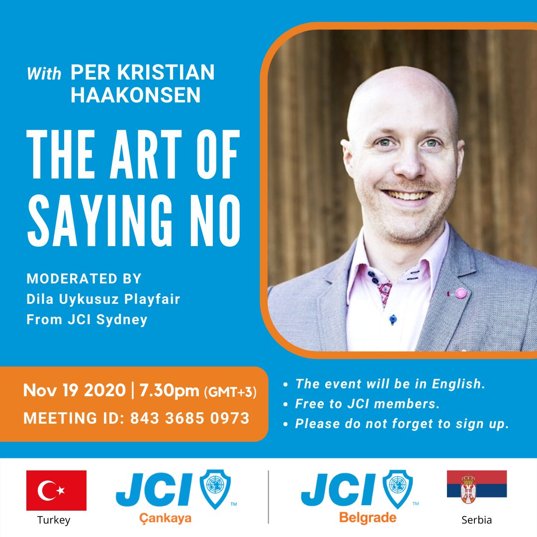 Leaving this course, you will be equipped with concrete tools you can start using immediately and great tips for further reading and development.✅
art-of-saying-no.eventbrite.co.uk 
#JCI 
#StrongerTogether