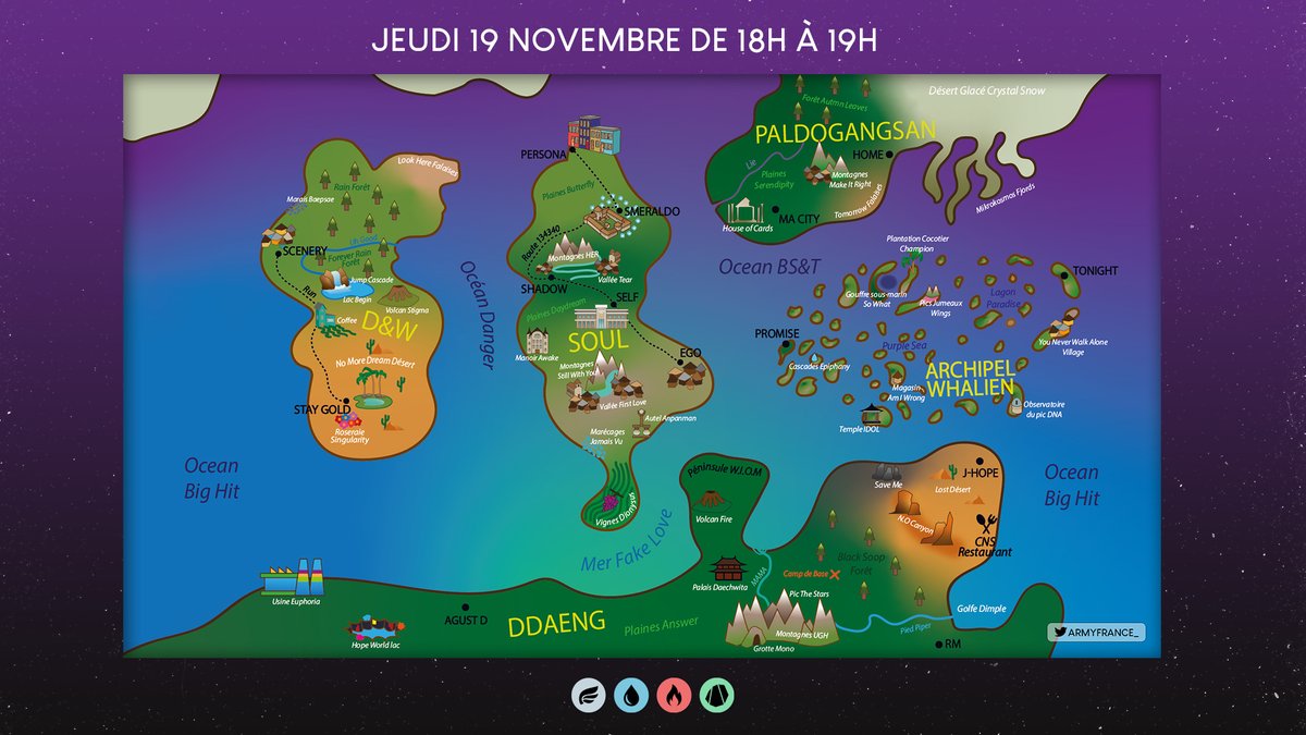 ARMYFRANCE_'s tweet photo. [@BTS_twt x Streaming Party]

La dernière aventure de la #SPdesClans aura lieu Jeudi 19 novembre de 18h à 19h.

Venez nombreux pour soutenir une dernière fois #7ObjectifPlatine, #AnswerObjectifOr et #DynamiteObjectifOr avec les 7 Sages de Bangtan et les 4 Clans ! https://t.co/zuSdt44D9I