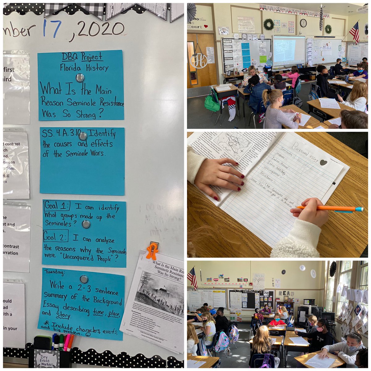 Mrs. Helfrey’s students working on their background essay.  This is part of their Florida History DBQ Project.  Love seeing the students engaged in academic discussion😀