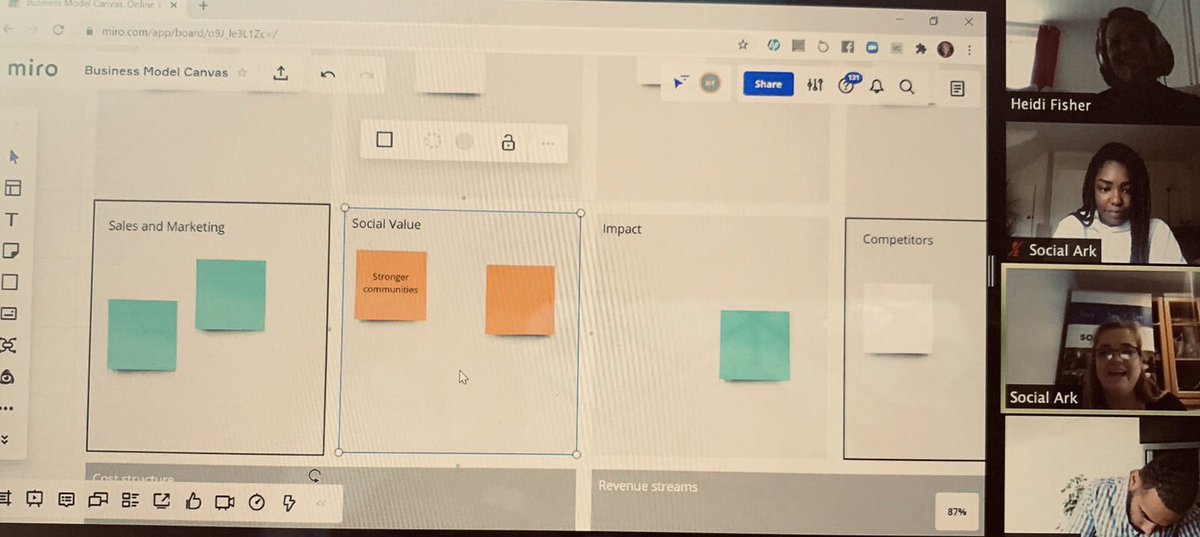 SocialArkCIO's tweet photo. Great session today delivered by @heidilfisher -revisiting the #BusinessModelCanvas as part of our new #InvestmentReadyProgramme shout out to @UnLtd #SESF for getting behind us as we support our #LeadersLivedExperience to be ‘tender ready’ #SocEnt #SocialArkFamily 💙 https://t.co/kNwaFCNvzW