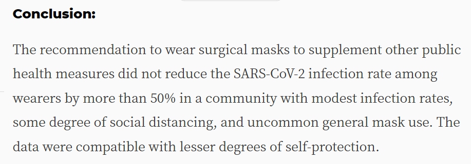 5/ The authors of that study then do the Conclusion. Well. I **welcome** a 50% reduction in risk of being shot by some angry flamer. Does that make that bit clear? That 50% with a pandemic goes on to become *exponential* later. But it's a useless study. Needs far more studies.