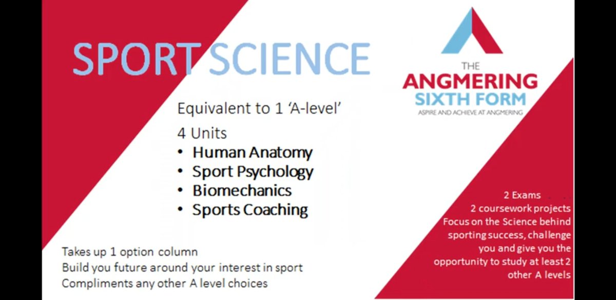 AngmeringSport's tweet photo. Considering a career in Sport or just have a passion or interest in PE lessons. The Angmering PE department can meet your needs with these courses
Sport and Exercise Science
Extended Diploma in Sport 
⚽️🏉🎾🏏🏑🏓🏸⚾️🏀🏐⛳ https://t.co/zvImZeBbY6