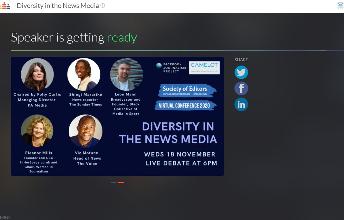 The Diversity in the News Media discussion is starting now. Tune in at  https://www.crowdcast.io/e/jdvszq6k/register