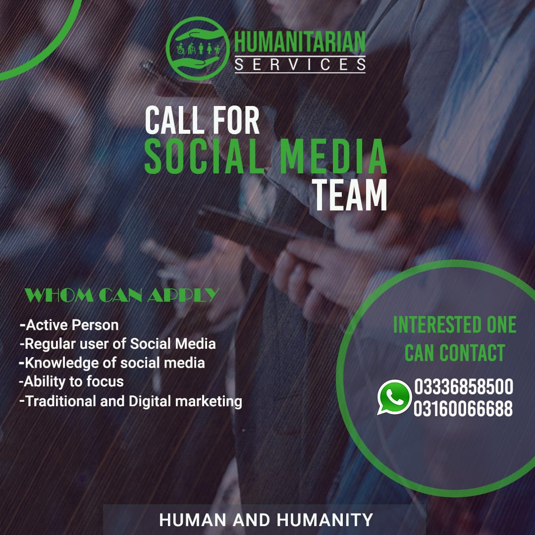 HumanitarianSe6's tweet photo. Asslamu Alaikum Guyz🤩

Here is *Opportunity* for our Precious Members.
Anyone who Want to join the *Official Social Media* Team Of Humanitarian Services, Come forward.

#Humanitarian_Services https://t.co/6iRNyEY4gk