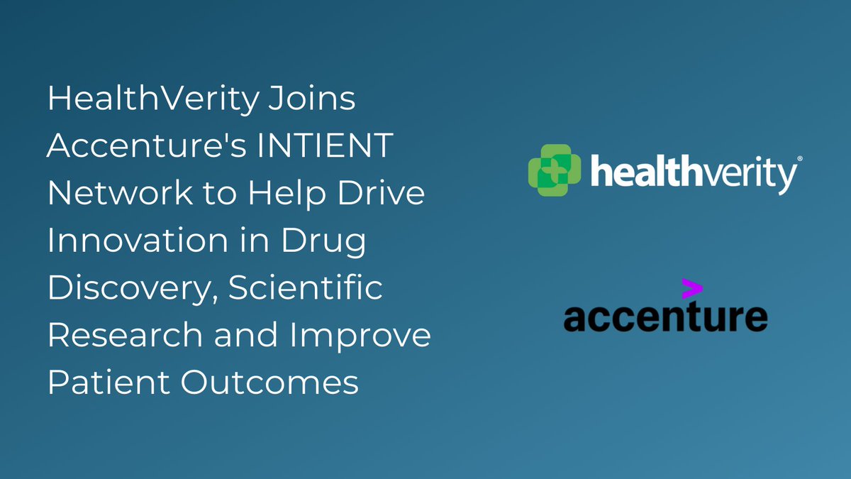 healthverity's tweet photo. Today @HealthVerity is thrilled to announce it has joined @Accenture's #INTIENT Network. With HealthVerity's technology and direct access to its expansive healthcare data ecosystem life sciences companies gain 3 major benefits. Read the full release here: https://t.co/3BOyqAS4QX https://t.co/AlprRrJrpI