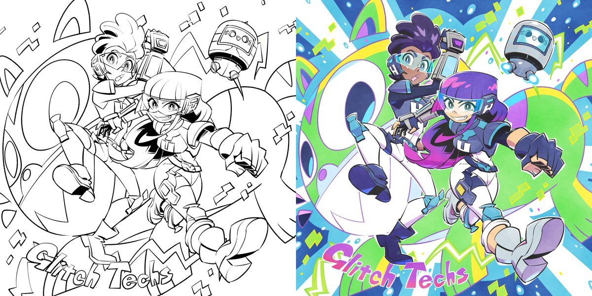 絵を描く工程では線画のクリーンアップが一番気持ちが乗る作業なので、Pixivにはメインのカラーと一緒に線画もアップするようにしている。
#線画と塗った後を見せてください 