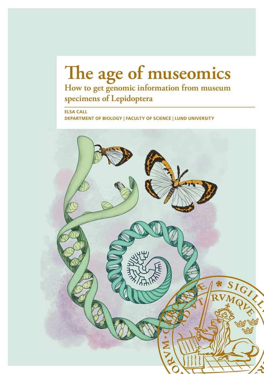 My PhD thesis 'The age of museomics - How to get genomic data from museum specimens of Lepidoptera' is available
You can watch my defence here: youtu.be/C_-Xjaspeio
And you can read it here: portal.research.lu.se/portal/en/publ… 
#openaccess #Lepidoptera #WomenInSTEM #phdvoice #LGBTQinSTEM