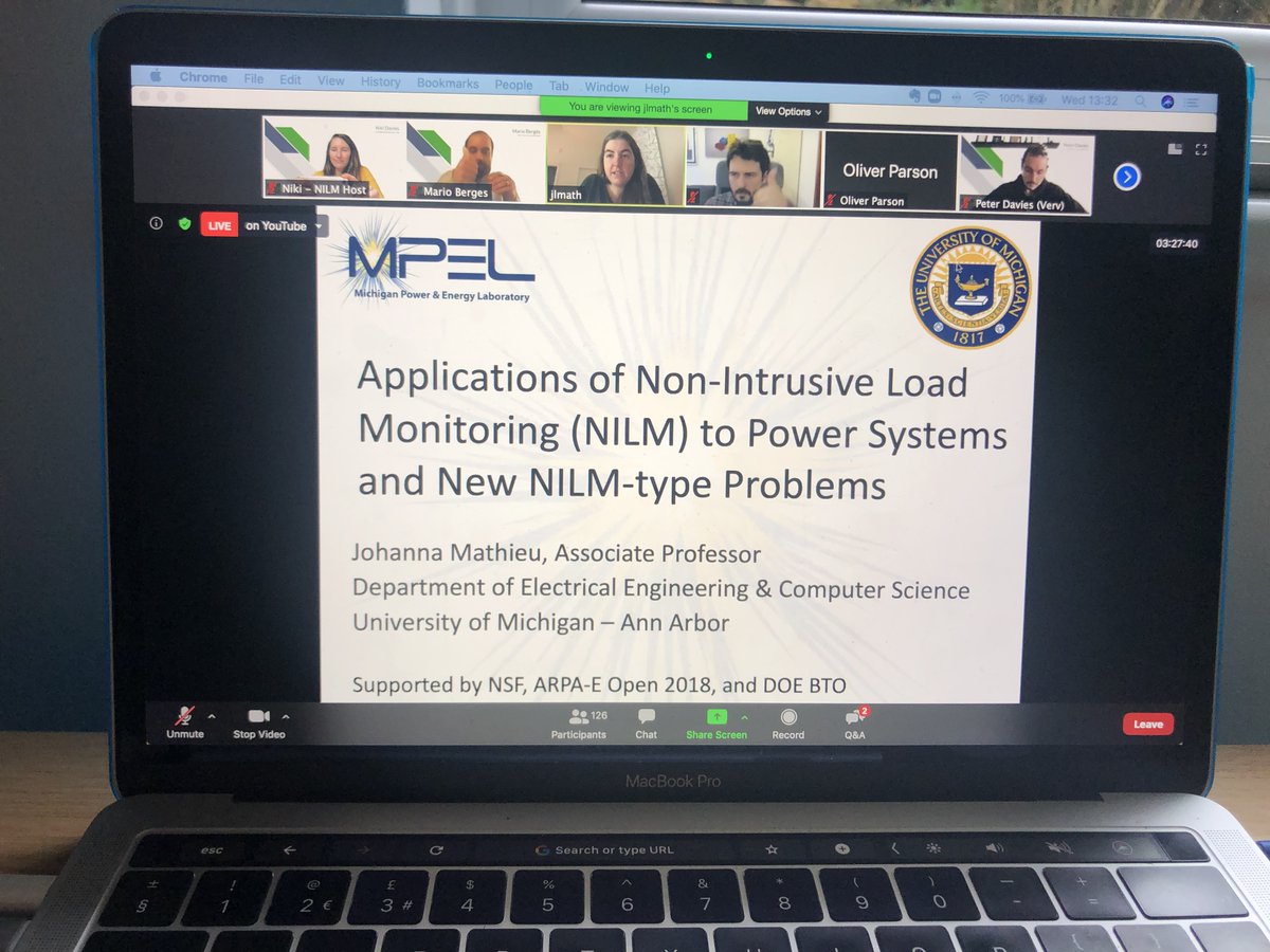 NILM_Workshop's tweet image. The keynote has begun! We are delighted to welcome Johanna Mathieu, Associate Professor at @UMichECE who is giving the keynote today on Applications of #NILM to Power Systems &amp;amp; New NILM-type Problems. Watch the live stream at youtube.com/watch?v=0y75gJ… #NILM2020 #BuildSys2020