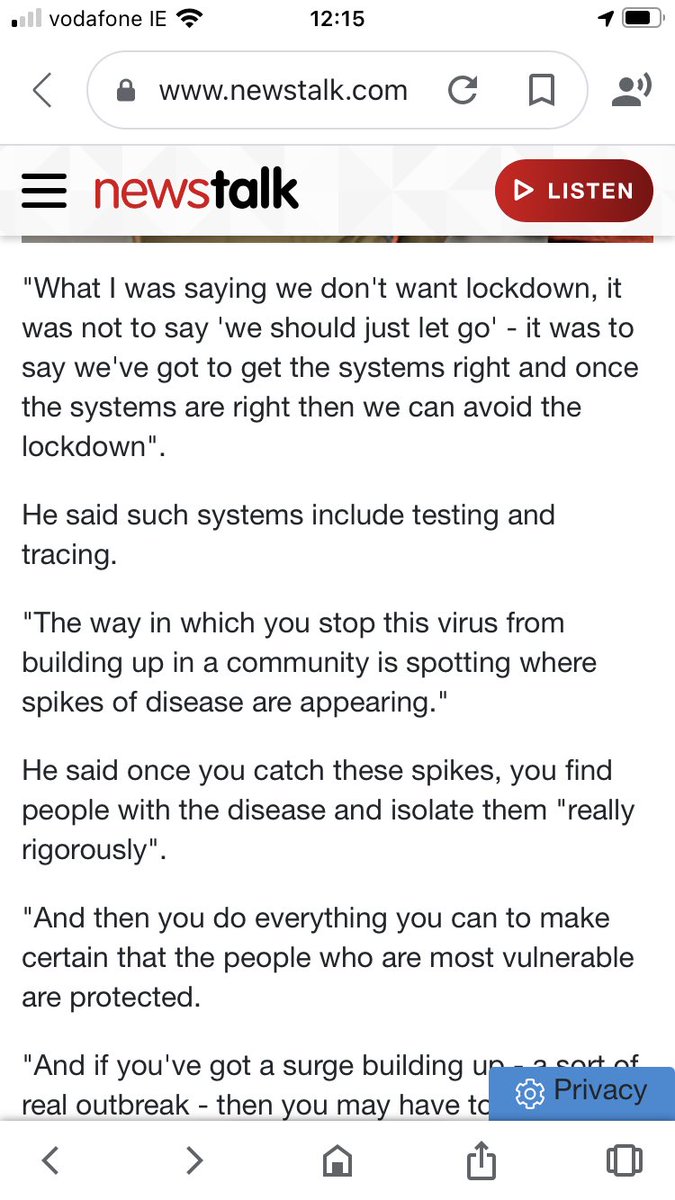 Firstly they take a quote out of context by Dr Nabarro of the WHO. In fact the expert went on Irish radio to dispel the interpretation of far right cranks. Essentially he wanted to avoid lockdowns by having effective test & trace amongst other measures.  https://www.newstalk.com/news/whos-david-nabarro-misquoted-use-lockdowns-1093889