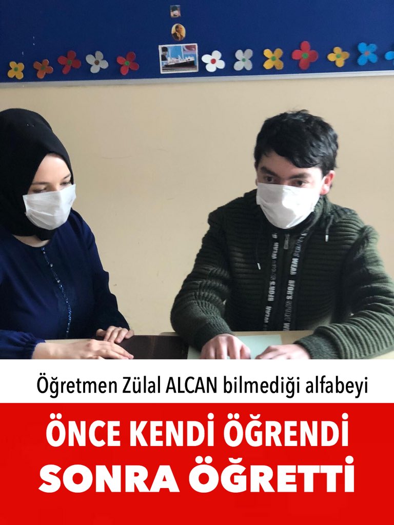 Sosyal Hizmet bölümü mezunu ve Braille Alfabesiyle ilgili önceden herhangi bir eğitim almamış öğretmen Zülal ALCAN, görme engelli öğrencisi Kasım ÇIPLAK'a okuma-yazma öğretmek için Braille Alfabesi öğrenmeye karar vermiş ve öğrencisine öğretmeye başladı. <a href="/mebpgm/">Personel Genel Müdürlüğü</a> <a href="/ziyaselcuk/">Ziya Selçuk</a>