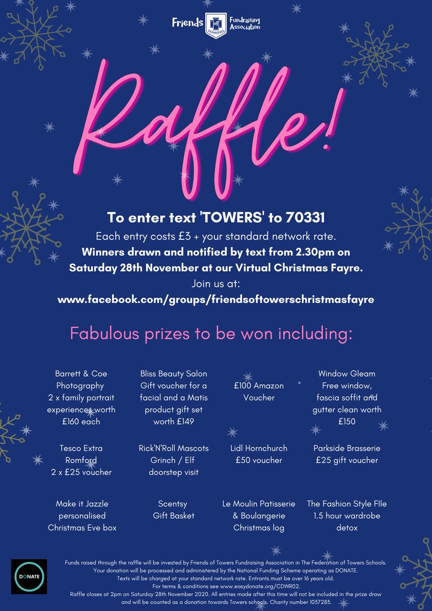 FriendsTowers's tweet photo. Our amazing Text Raffle has started! Don't forget to join our Virtual Christmas Fayre Facebook group at:
https://t.co/9lPFcFUjoD https://t.co/bRH35GATCW