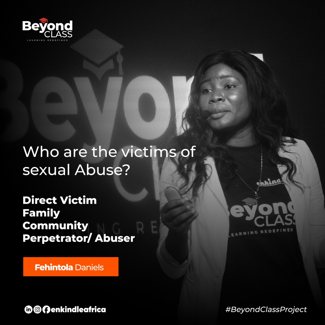 gobeyondclass's tweet photo. Who are the victims of Sexual Abuse? 
- Direct Victim
- Family 
- Community 
- Perpetrator/Abuser 

#BeyondClass https://t.co/EW03lOqSQU