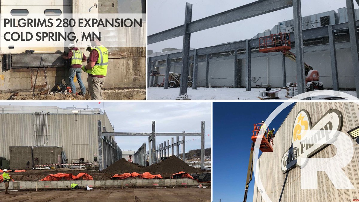 RiceCompanies's tweet photo. Rice Companies, Inc. is working on multi-phase expansion at the Pilgrims Pride Corp facility in Cold Spring, MN.  Our team is currently setting the steel for the multi-story processing addition.  #DesignBuild #ButlerBuilder #Construction https://t.co/s8qH7C1aLH