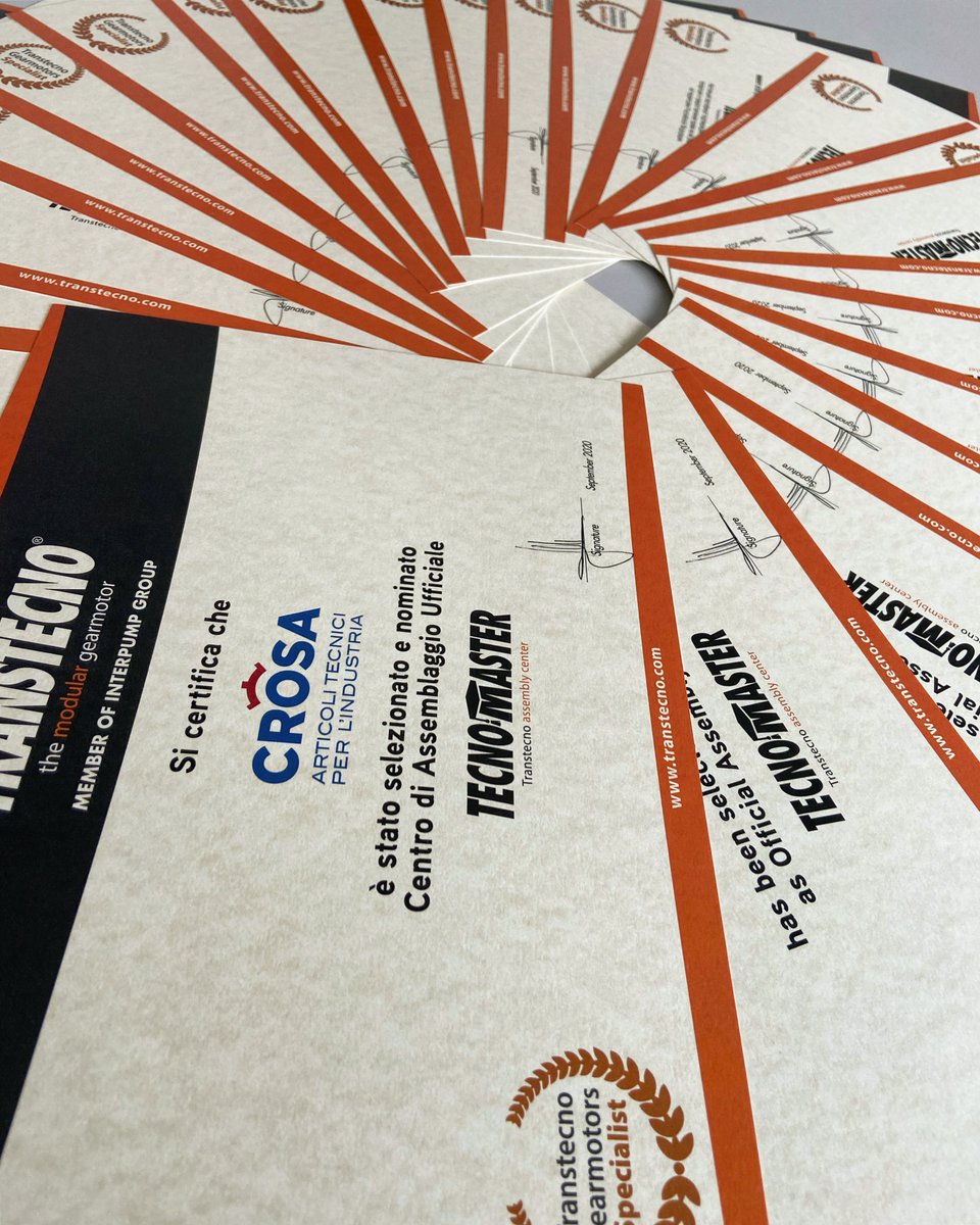 TranstecnoGroup's tweet photo. #Tecnomaster certificates are ready to be shipped to our Official Assembly Centers worldwide!
Want to become a Tecnomaster and get certified? Contact us for more info marketing@transtecno.com https://t.co/zZcUDtCLH5