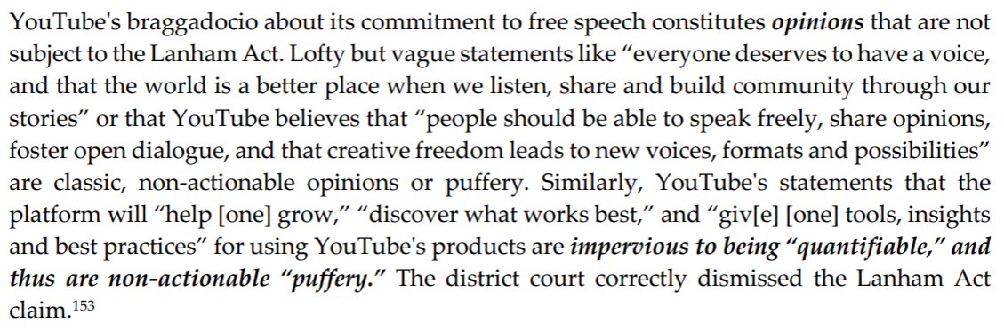 When PragerU sued YouTube, the 9th Circuit dismissed its arguments because there was no objective way to decide whether YouTube really had been "neutral"The same is true more generally: the FTC polices claims that can be objectively proven to be false, not "fairness" generally"