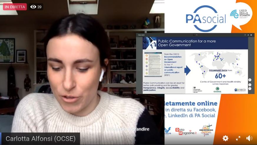 digitalepop's tweet photo. .@C4lfonsi racconta cosa sta facendo @OECDgov in tema di comunicazione pubblica, anche in risposta all'emergenza sanitaria. L'organizzazione ha istituito un gruppo di lavoro che analizza la comunicazione istituzionale come strumento di open government 
#PASocial https://t.co/VtL3GwnP6K