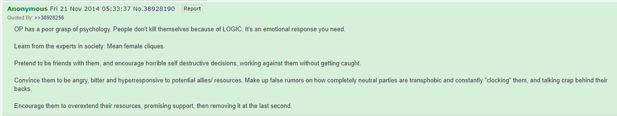Cw: SuicideYes, we've all seen this before too.Its frightening how quick some people were ready to jump into a full-time pursuit of being puppets for misogynistic toxic blokes.5/