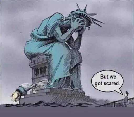 in our pants wetting panic we've grabbed onto a boat anchor to try to stop ourselves from drowning.it's killing us. literally.the good news is all we have to do it let go of it and we'll float back up.stop being brave, you'll stop being free.that's how it works.