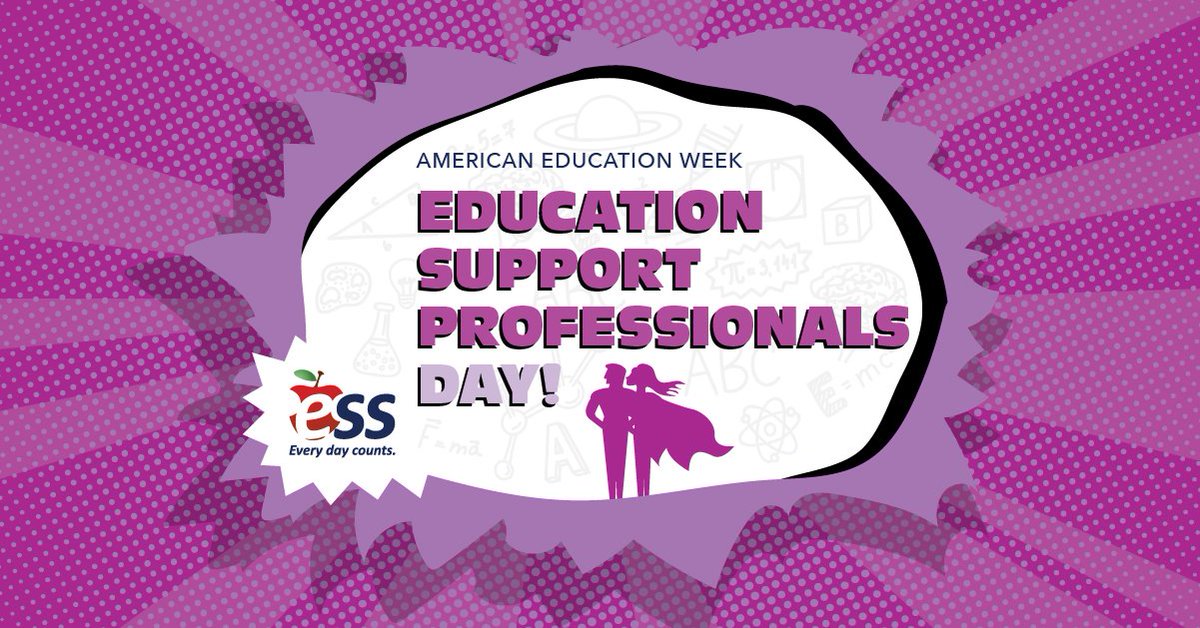 Today we celebrate all of our incredibly skilled education support professionals who make learning possible every day! No matter what your role is, please know that you have a positive impact on many students' lives. 💜 👏 #EveryDayCounts #AEW2020 #WeLoveOurESP