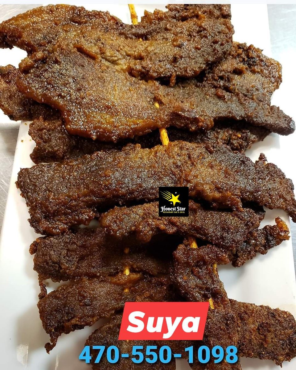 Suya
<a href="/HonestStarRest/">HonestStarRestaurant</a>
Honest Star Restaurant Bar &amp;Grill 
1848 Old Norcross Rd.
Lawrenceville, Ga. 30044
470-550-1098
470-550-1099
honeststarrestaurantbar.com

@honeststarrestaurantbar
#Africanfood, #Ghanaianfood, #Nigerianfood, #finedining, #delicious, #Africansoups, #Atlanta.