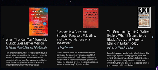 This is material used by a number of schools.(Note the v biased selection of books promoted to pupils - only the radical far-left take on "anti-racism" is promoted.)