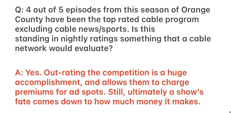 I am beyond thrilled to announce I did an interview with TV ratings expert  @tvratingsguide about Bravo ratings, including  #RHOC and  #RHOSLC  . Follow this thread to read the full interview!