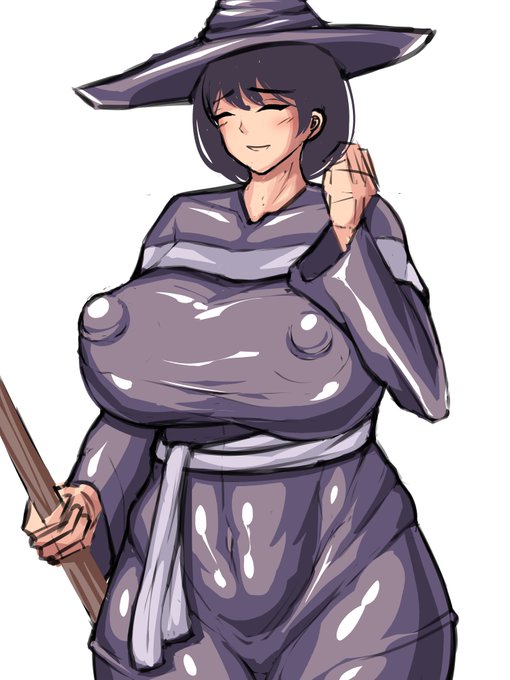 平日夜遅くだし、むちむち魔術師お姉さんの描き途中アップしてもバレへんやろ…… 