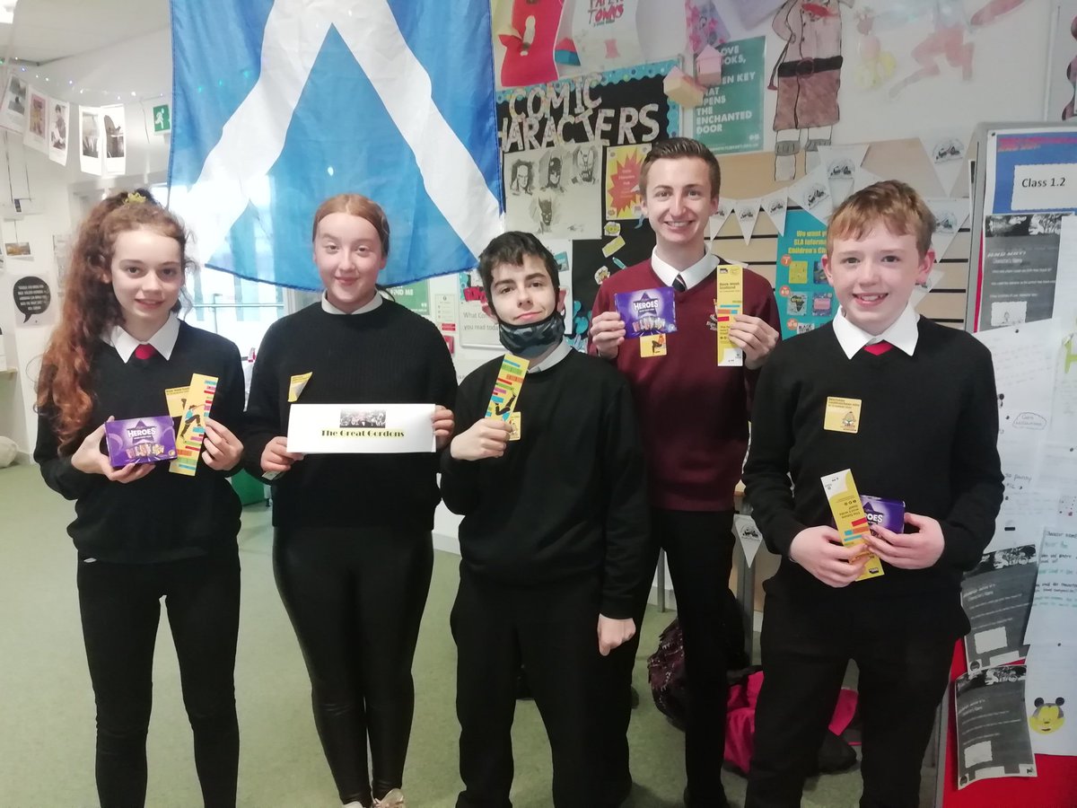 Congratulations to The Flash Gordons 🥇🏆🏆🏆🏆🏆. Gordon House won the 2020 Inter-House & Staff Book Quiz. Take a bow, Kirsten, Millie, James Rory & Finlay 📚🎉📚🎉 #BookWeekScotland.