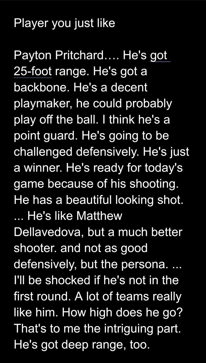 What about players folks like regardless of draft projection? In that context, Oregon G Payton Pritchard gets serious love. Two scouts here.