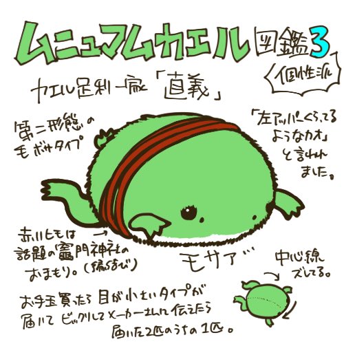 今日も体調がいまいちなのでカエル絵だけ上げて本読んで寝ます!
カエル南北朝メンバーズの直義です。尊氏?とは微妙な関係、義詮?とはなんだかんだセットです。 