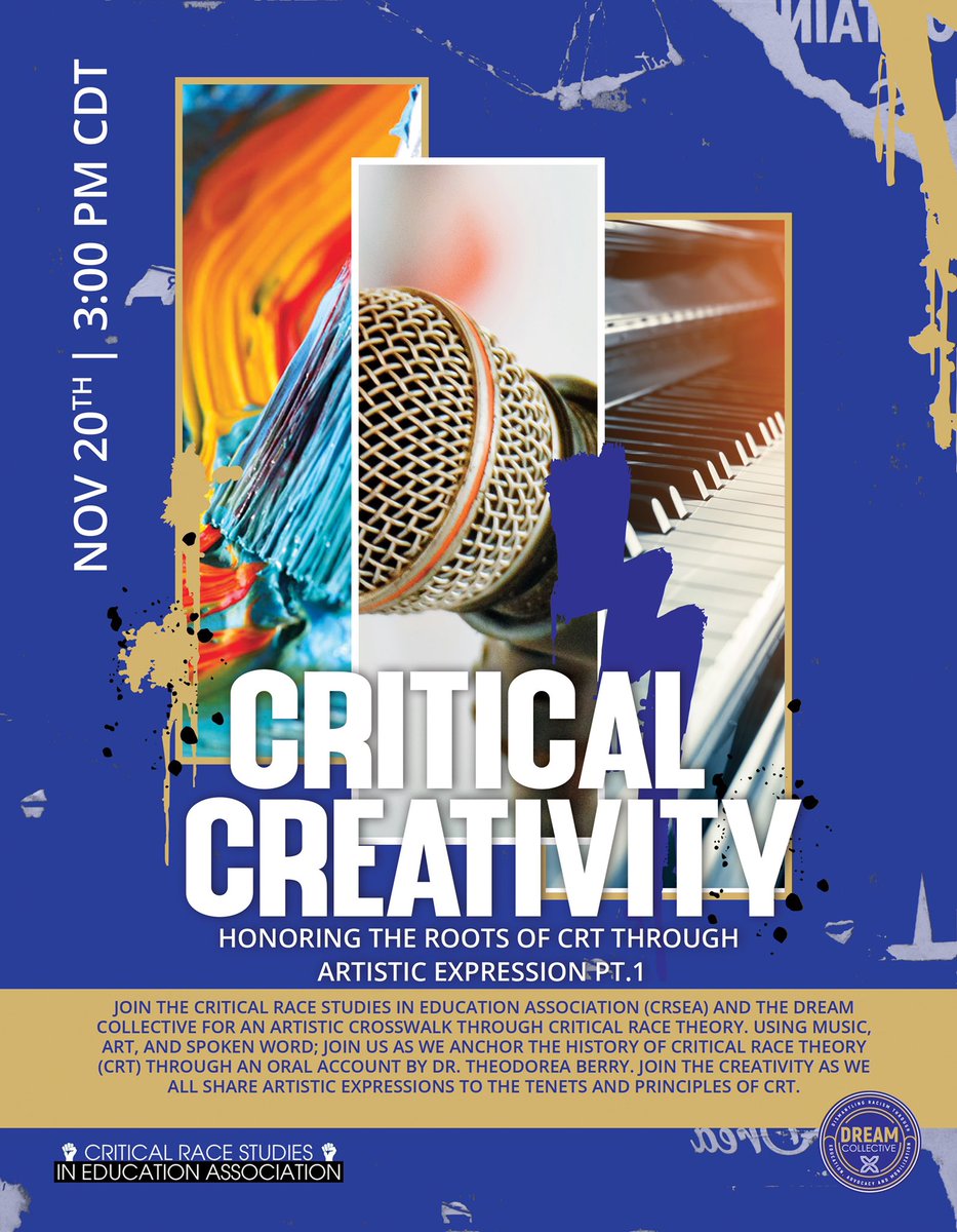 DREAMCollect20's tweet photo. Join us this Friday at 3pm CDT https://t.co/T0DD3LJIWU  #nomorepanels #CRSEA #thedreamcollective #artforartsake #CRiTlife https://t.co/ga7PgnvuJ4